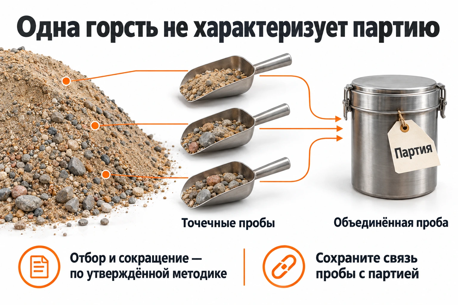 Отбор представительной пробы из нескольких точек партии